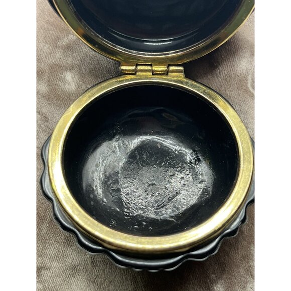 VINTAGEHinged Trinket/Jewelry Box Vintage Plastic Black Decorative Gold Flowers - Picture 16 of 16